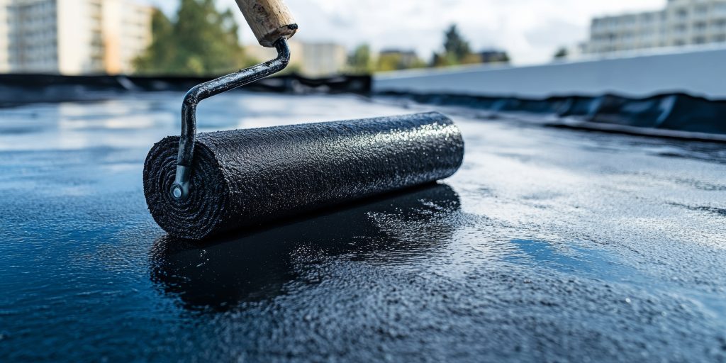 Commercial flat roof coating installation in Wilmington NC.